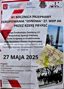 Read more about the article Obchody 81. Rocznicy Przeprawy Zgrupowania „Osnowa” 27.WDP AK przez rzekę Prypeć – 27.05.2025