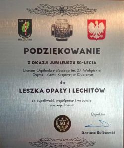 Read more about the article Jubileusz 50-lecia Liceum Ogólnokształcącego w Dubience – 10.10.2025